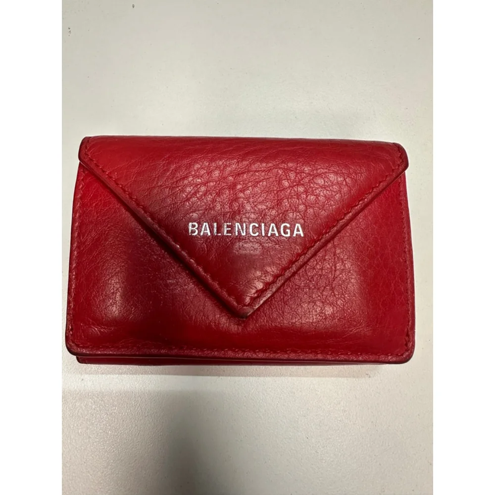 Women's BALENCIAGA Red Leather Envelope Wallet One Size